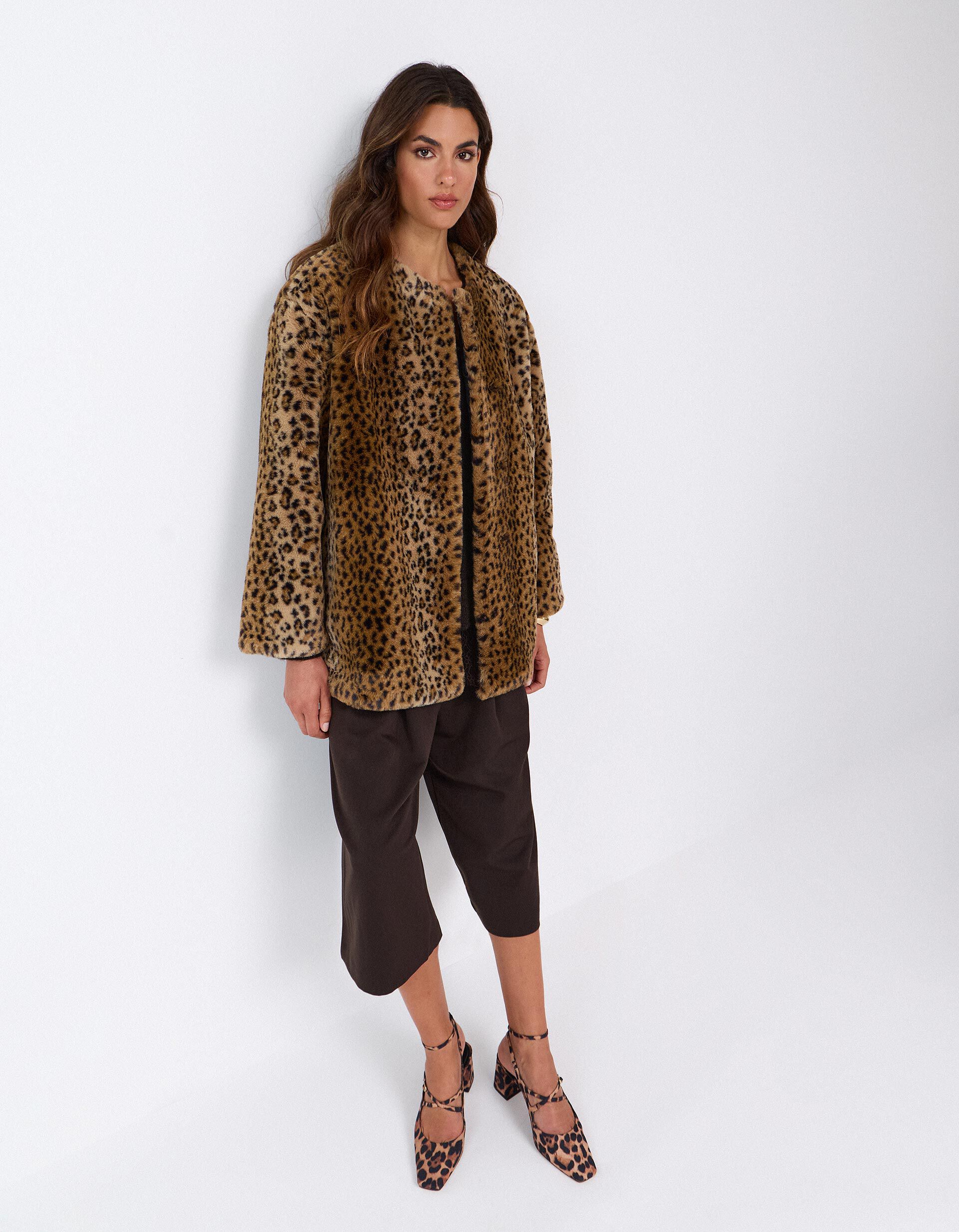 Comprar Online Casaco Efeito Pelo, Mulher, Bege