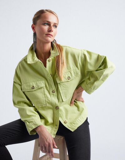 Pockets Denim Jacket, Women, Light Green