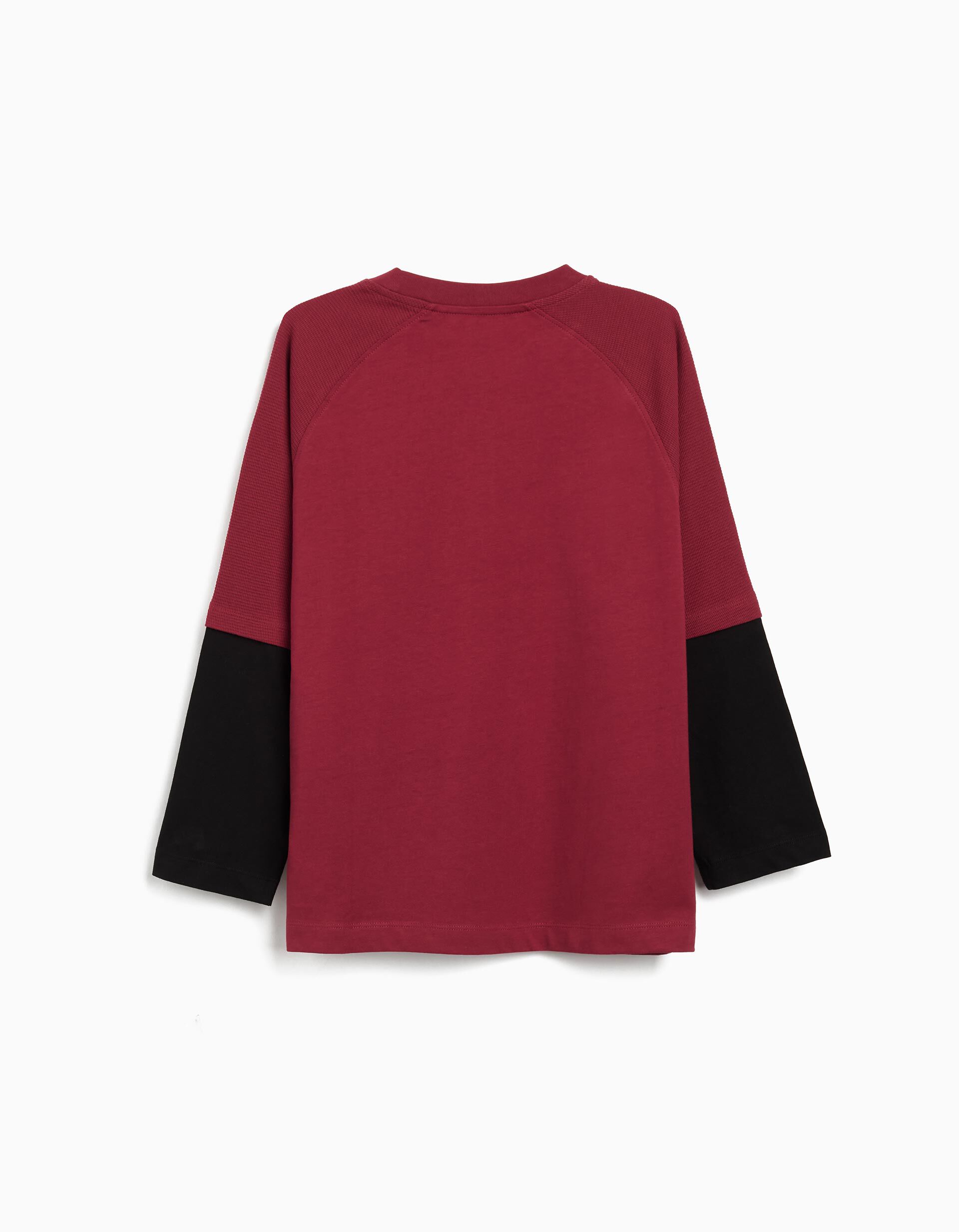 Comprar Online T-shirt de Manga Comprida Estampado, Menino, Vermelho Escuro