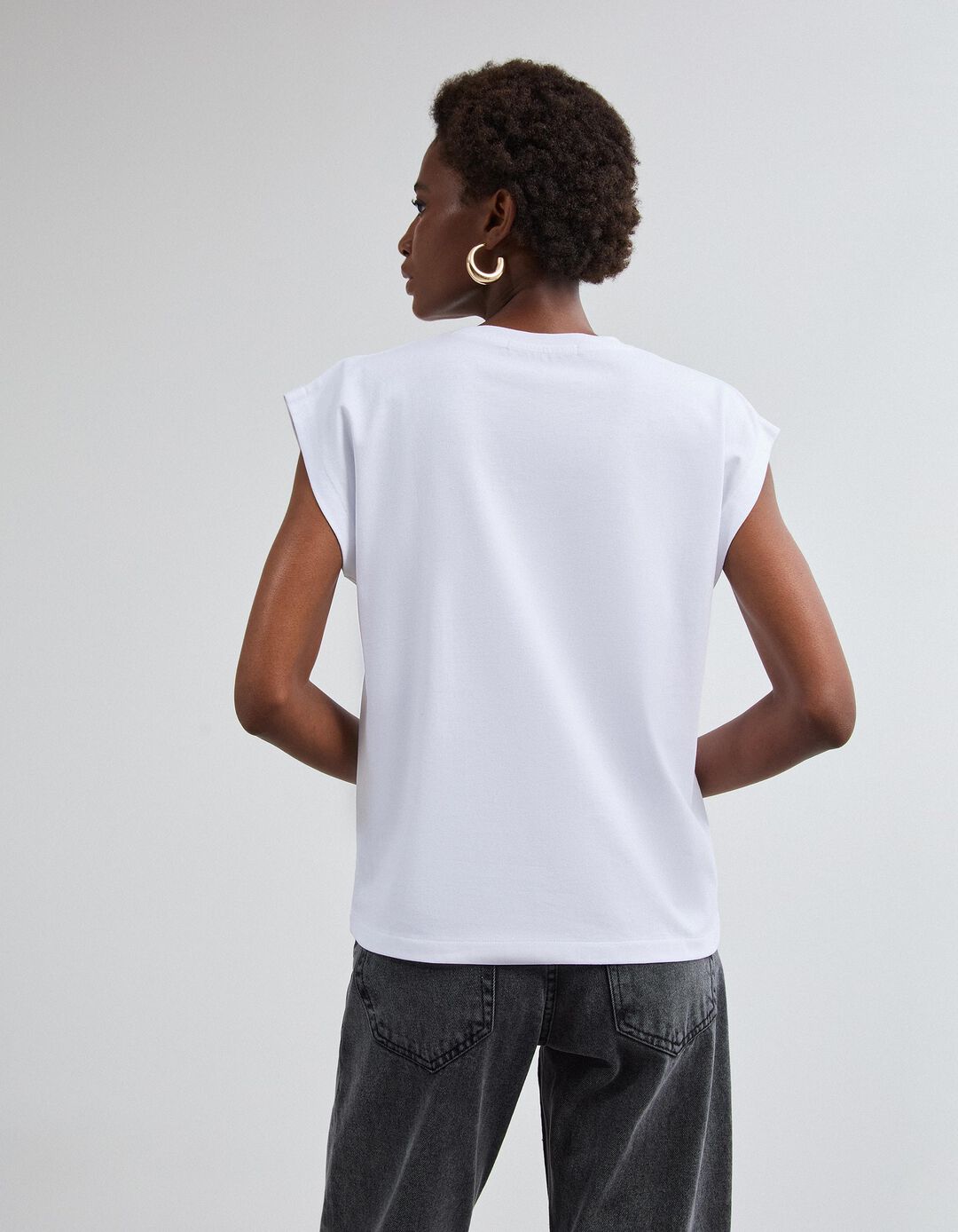 T-shirt Com Estampado Foil, Mulher, Branco