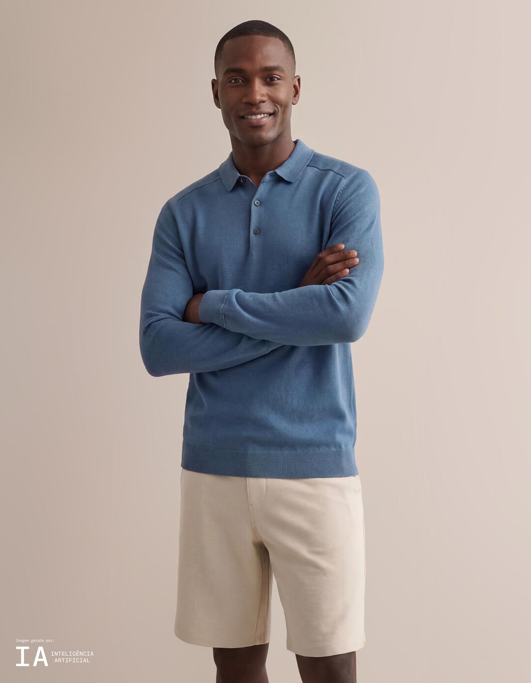 Polo com Caxemira, Homem, Azul