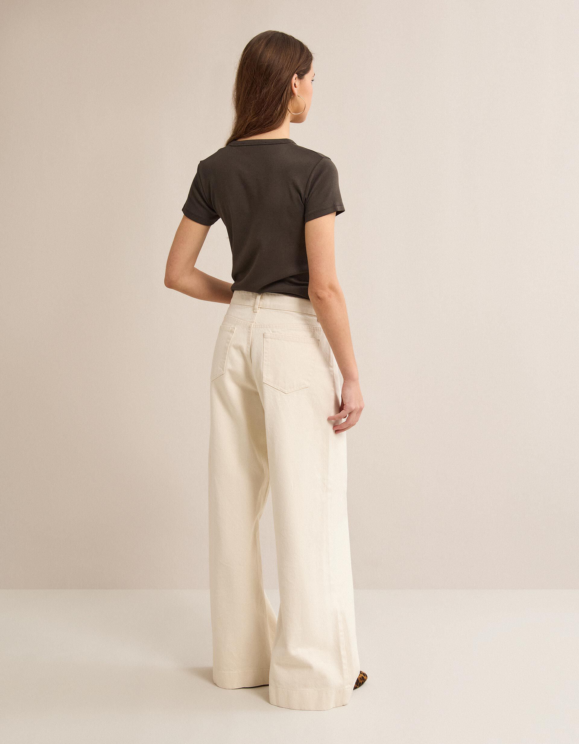 Comprar Online Cal&ccedil;as de Ganga Wide Leg, Mulher, Cru