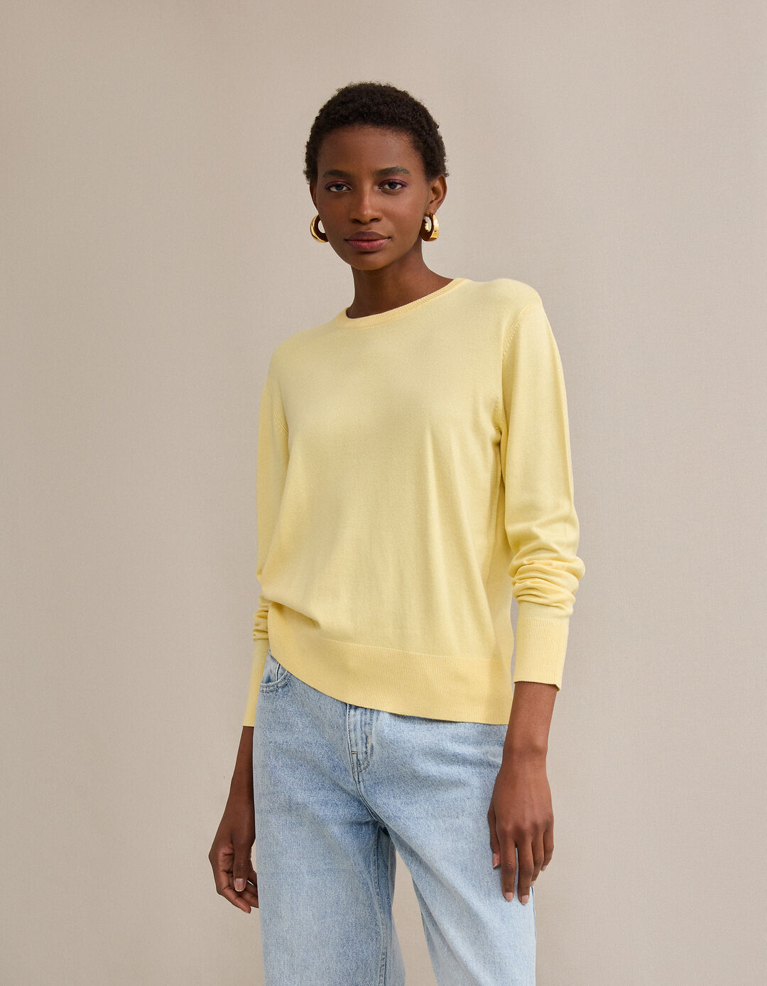 Camisola de Malha, Mulher, Amarelo Claro