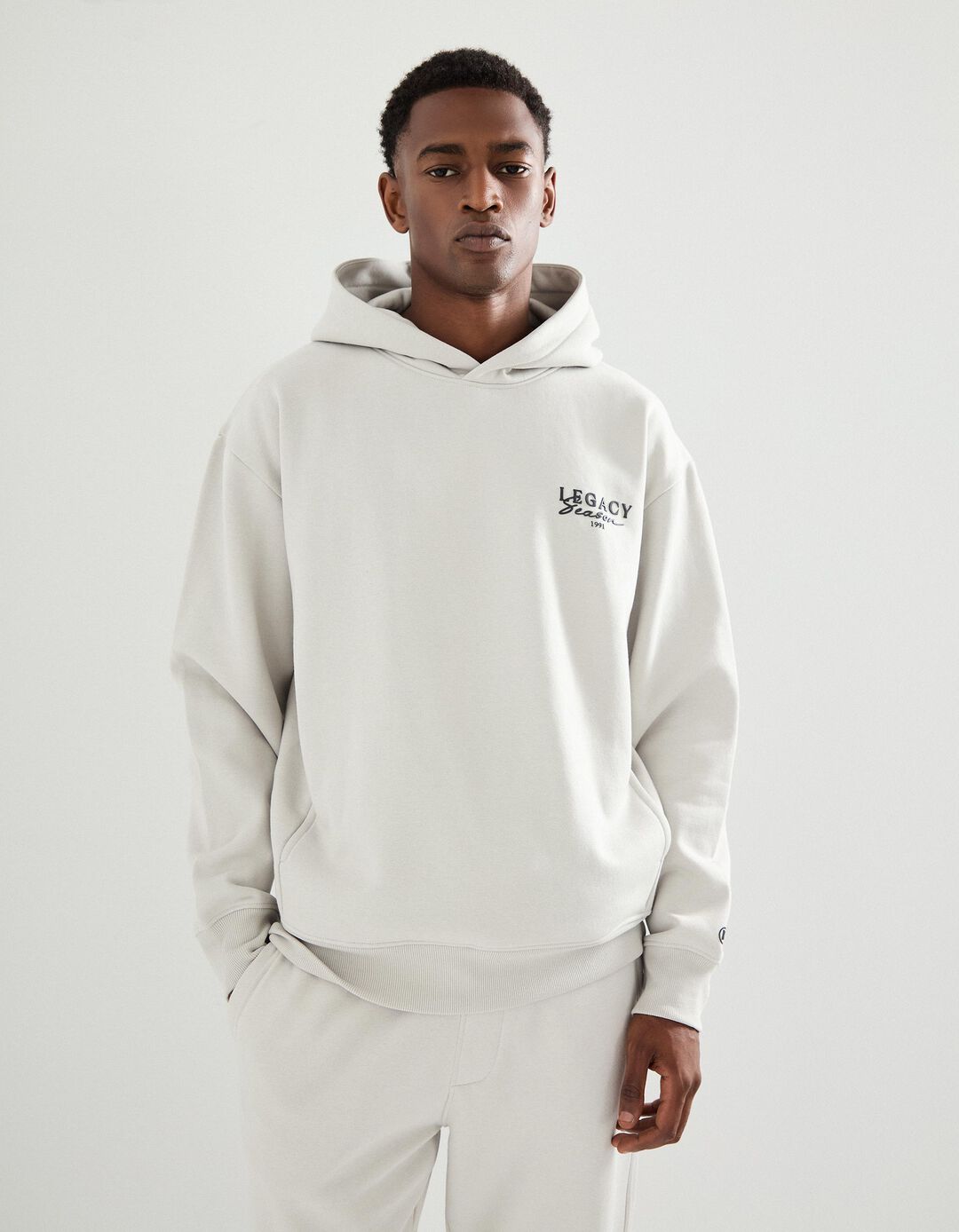 Sweatshirt Felpa com Capuz, Homem, Bege Claro