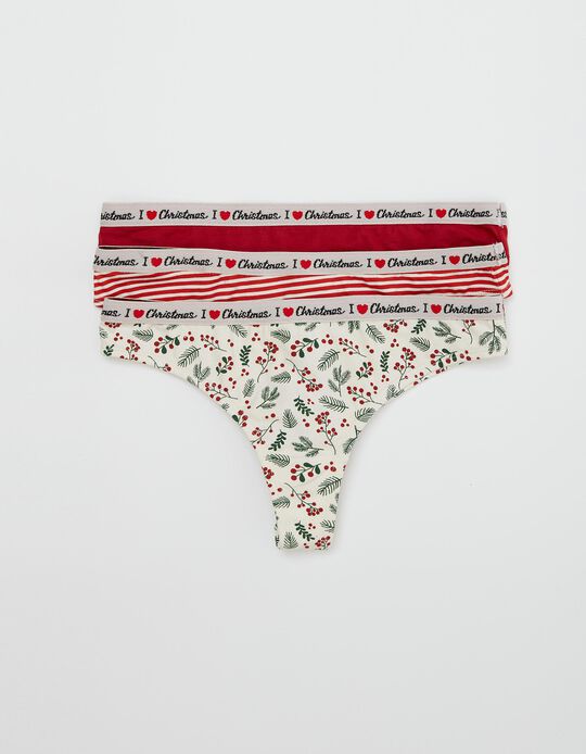 3 Thongs, 'I Love Christmas', Women, White/ Red