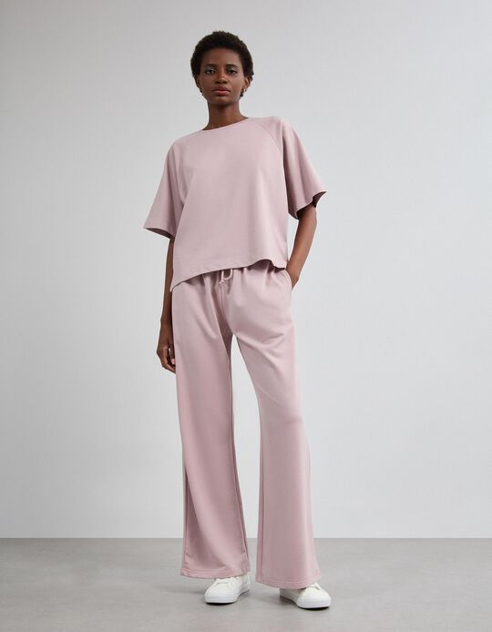 Comprar Online Cal&ccedil;as Jogger Wide Leg, Mulher, Rosa Claro