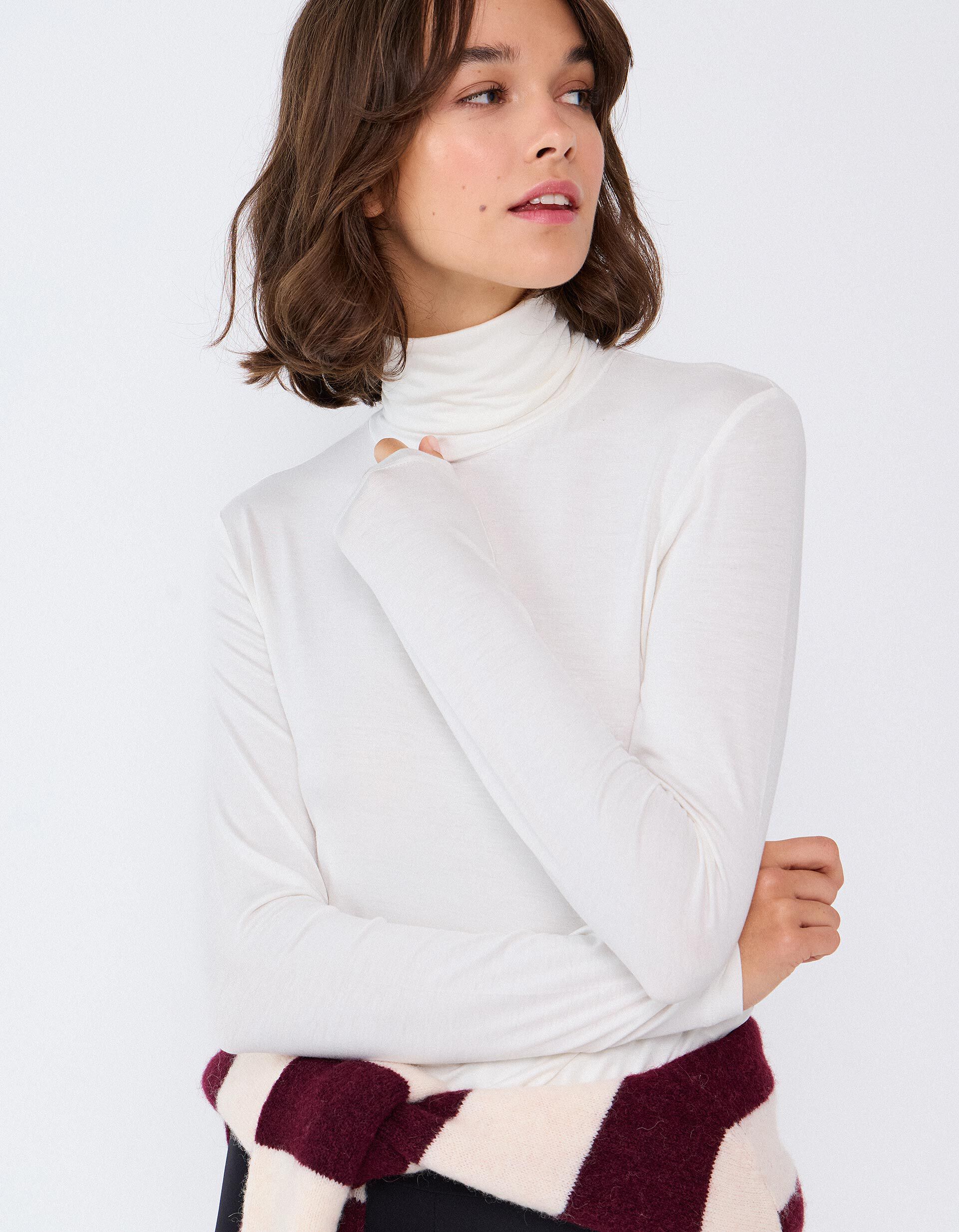 Comprar Online Camisola De Gola Alta, Mulher, Bege Claro