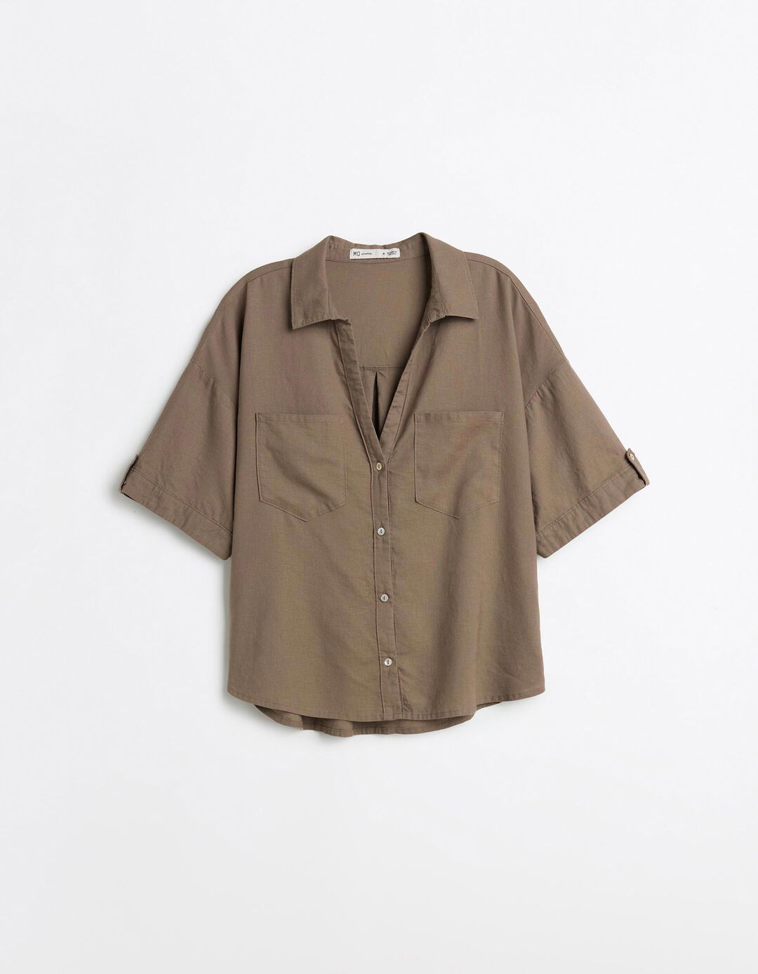 Blusa com linho, Mulher, Bege Escuro