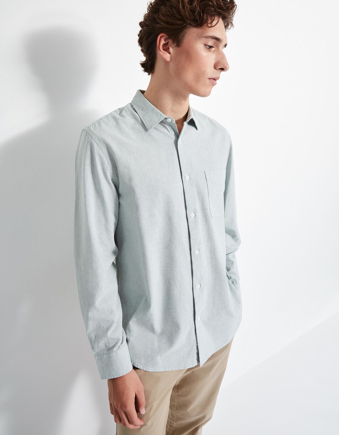 Camisa de Manga Comprida, Homem, Verde Escuro
