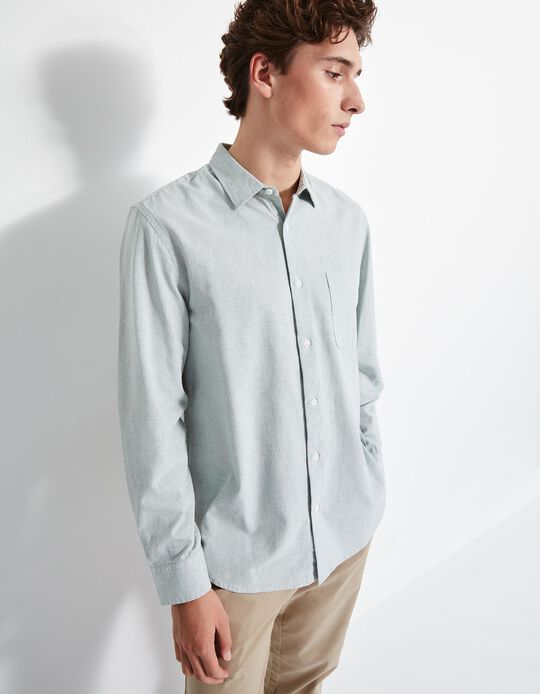 Comprar Online Camisa de Manga Comprida, Homem, Verde Escuro