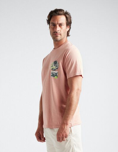 T-shirt Estampado Surf, Homem, Rosa