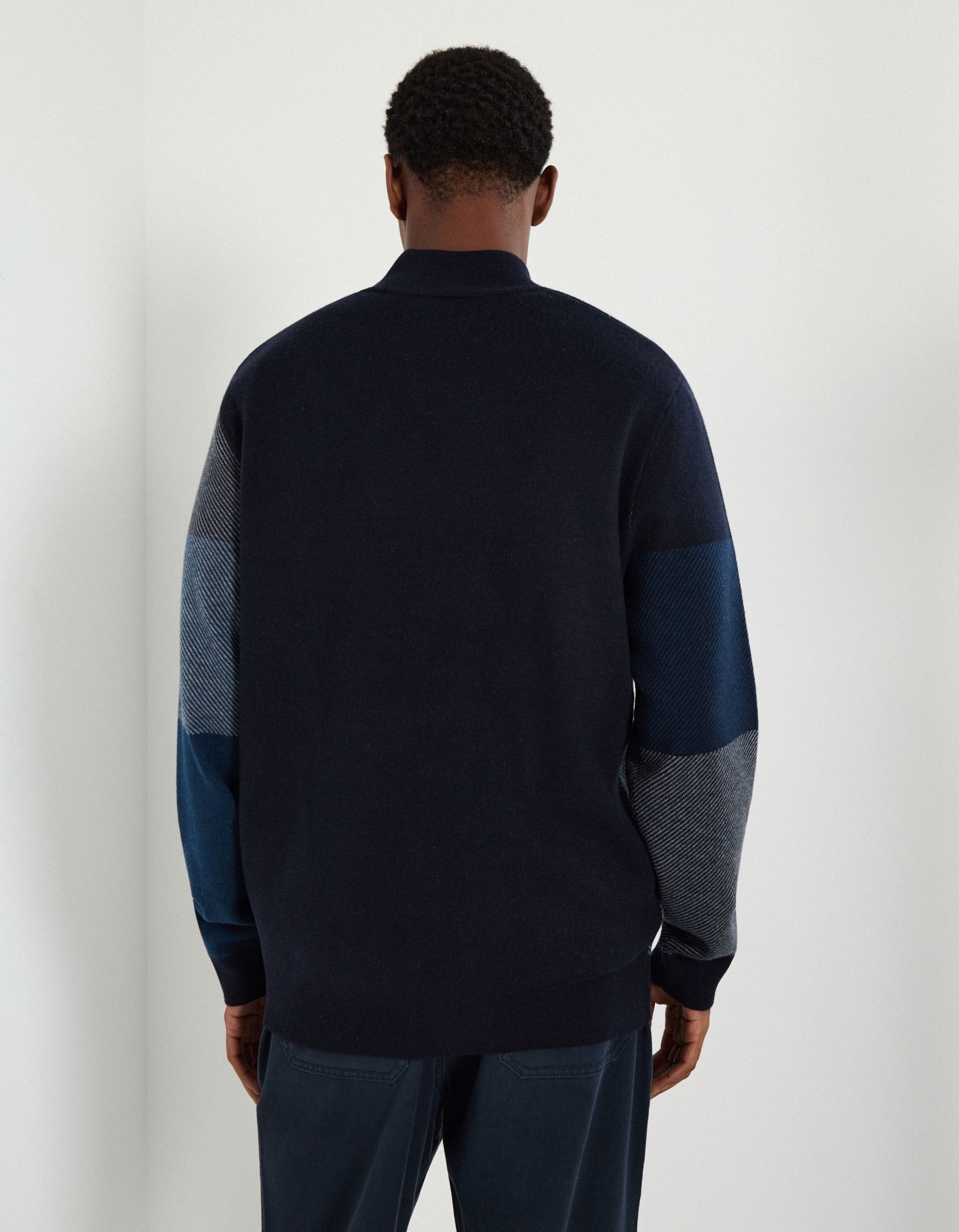 Comprar Online Camisola de Malha Fecho de Correr, Homem, Azul Escuro