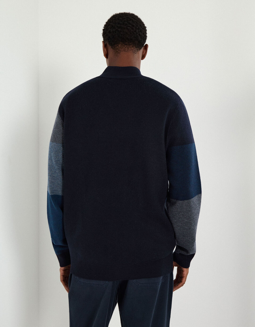 Camisola de Malha Fecho de Correr, Homem, Azul Escuro