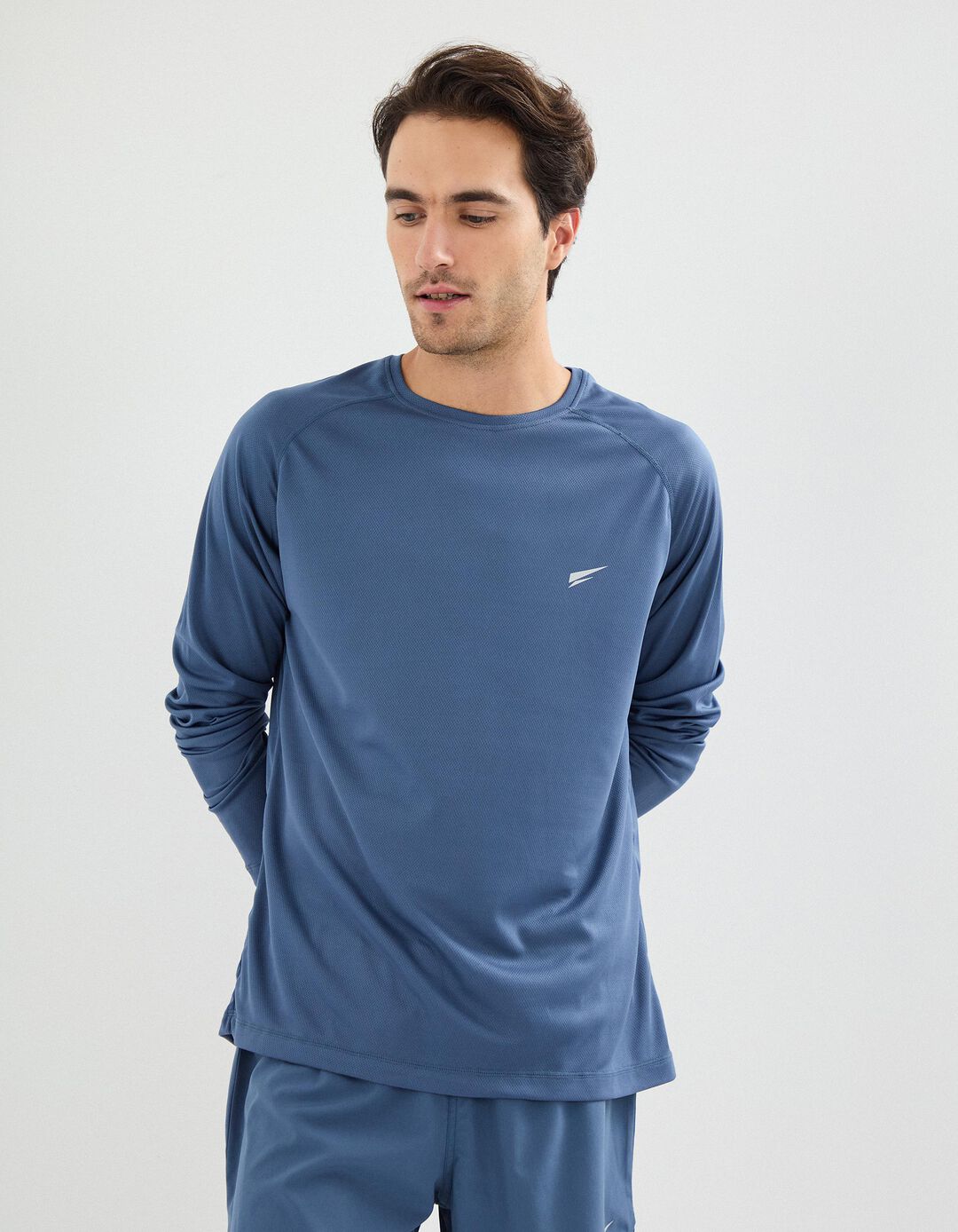 T-shirt Manga Comprida de Desporto, Homem, Azul