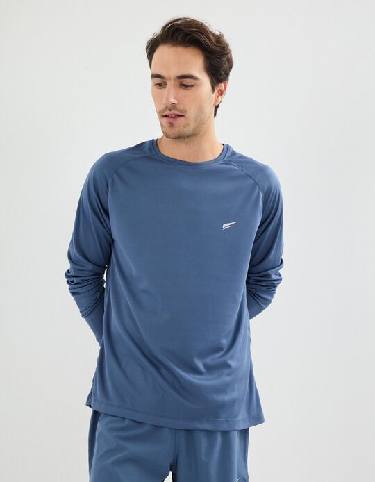 Comprar Online T-shirt Manga Comprida de Desporto, Homem, Azul