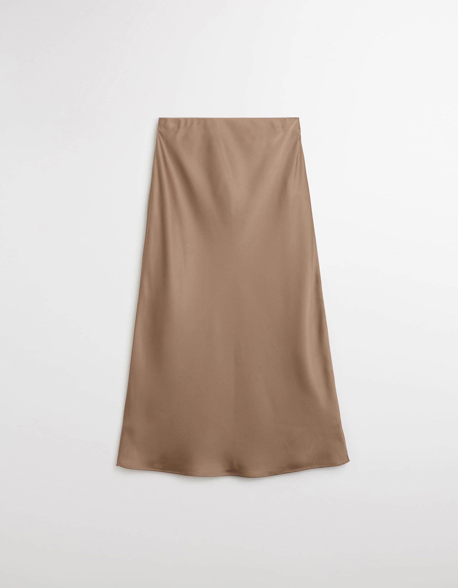 Comprar Online Saia Comprida de Cetim, Mulher, Bege Escuro