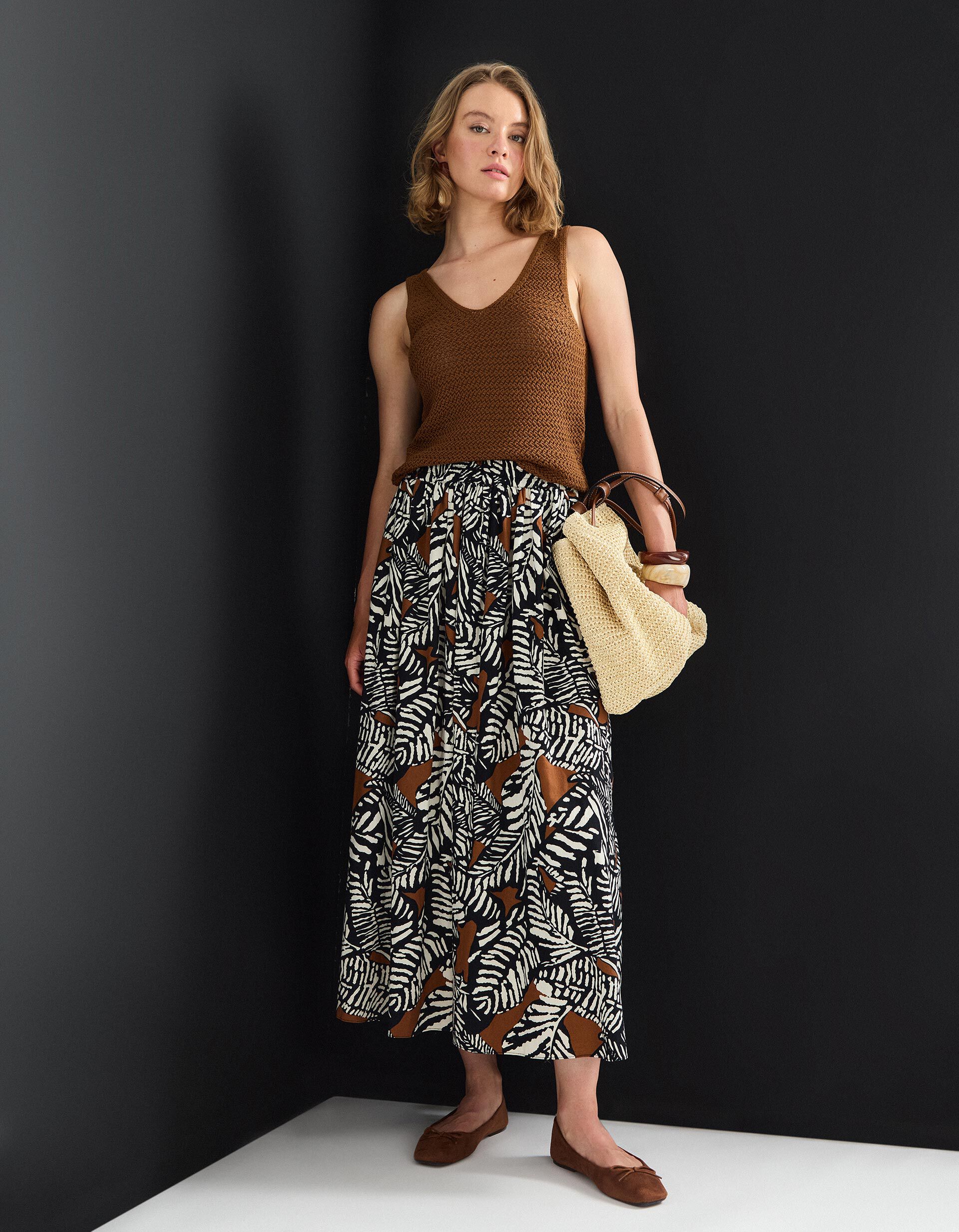 Comprar Online Top Decote em 'V', Mulher, Castanho Claro