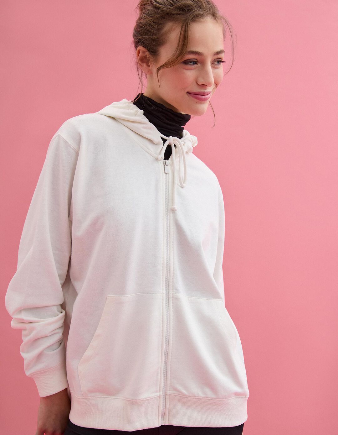 Casaco com Capuz, Mulher, Bege Claro