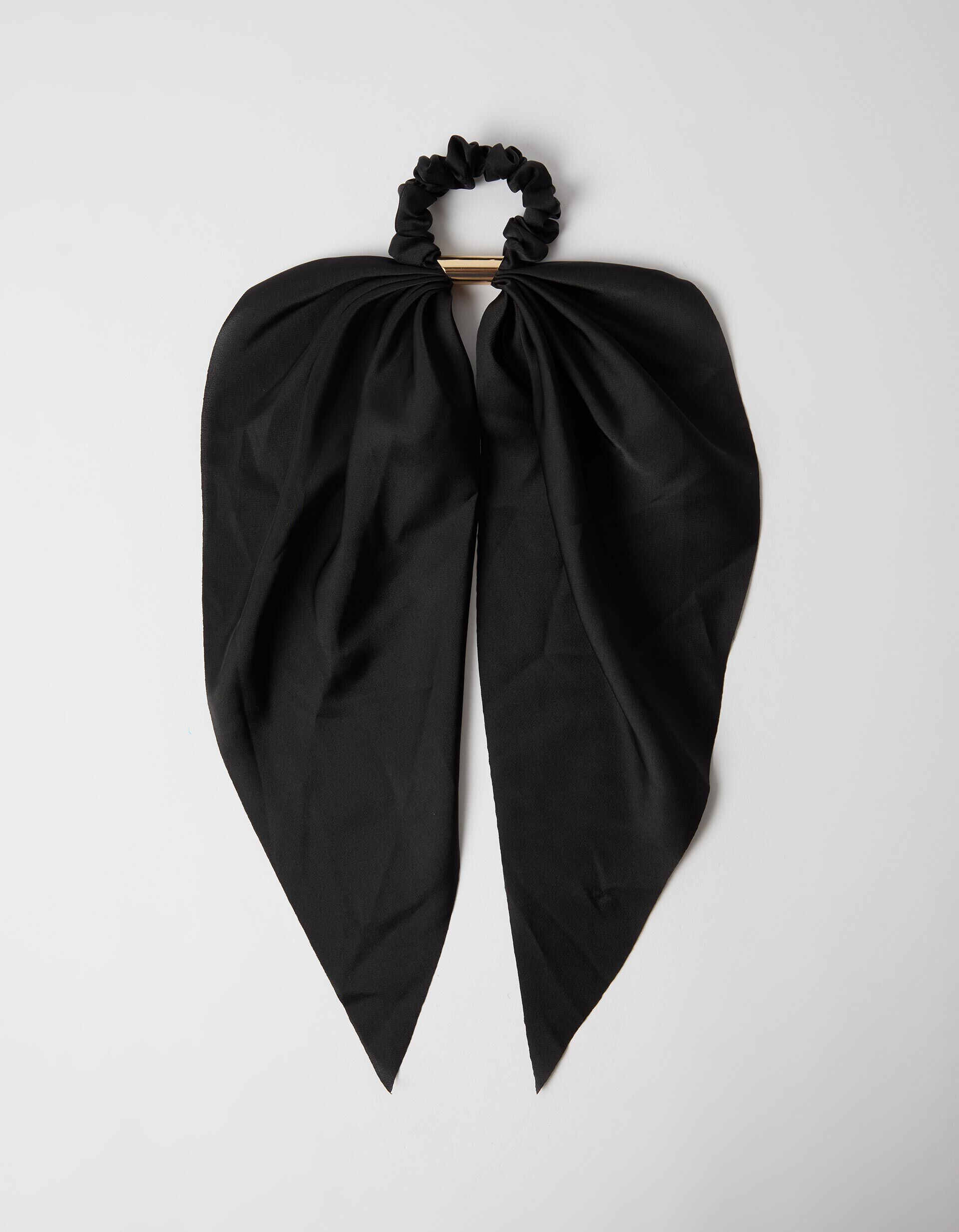 El&aacute;stico Scrunchie Com La&ccedil;o, Mulher, Preto