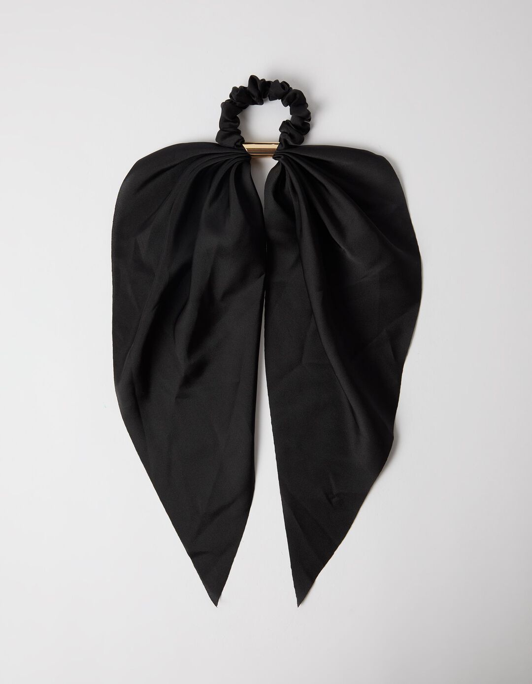 El&aacute;stico Scrunchie Com La&ccedil;o, Mulher, Preto