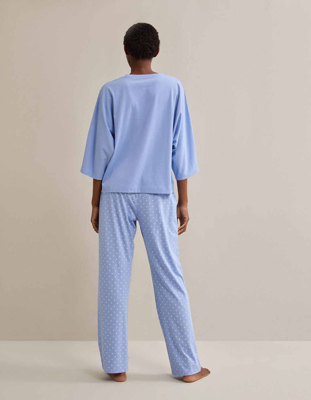 Pijama com Bolinhas, Mulher, Azul Claro