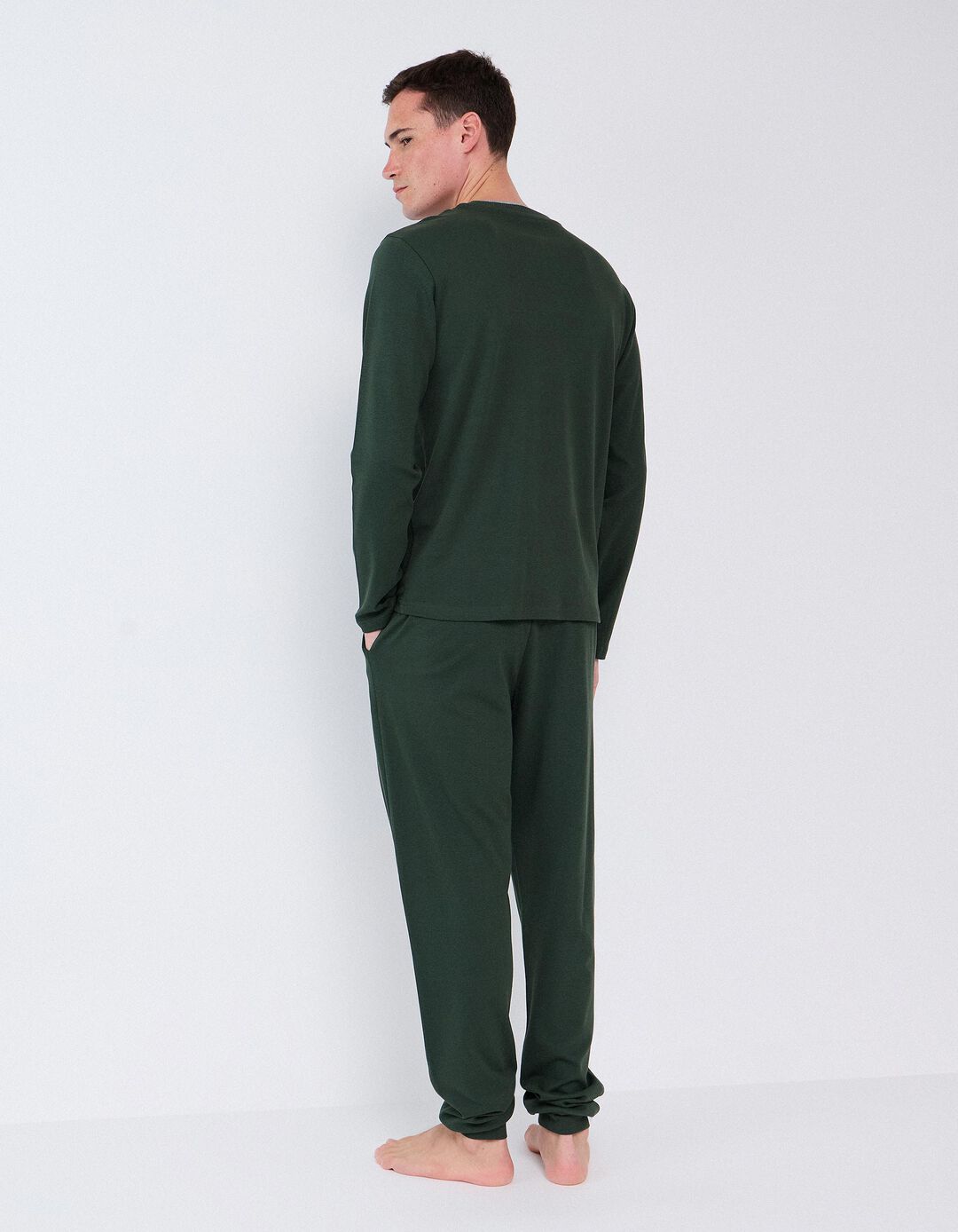 Pijama Interlock, Homem, Verde Escuro