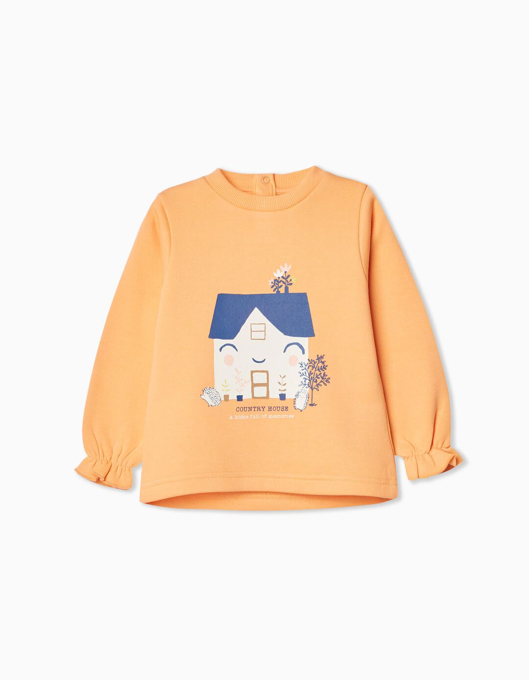 Plush Sweatshirt, Baby Girl, Light Orange