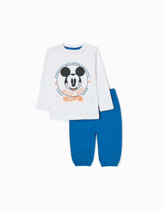 Cotton Pyjamas for Baby Boys 'Vintage Mickey', Blue/White