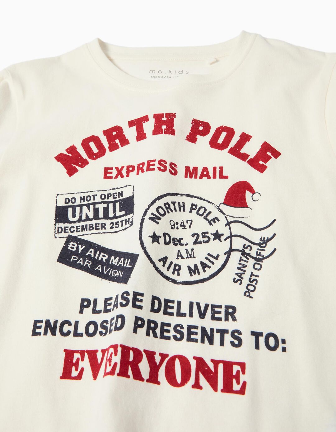 T-shirt de Manga Comprida de Natal, Menino, Bege 