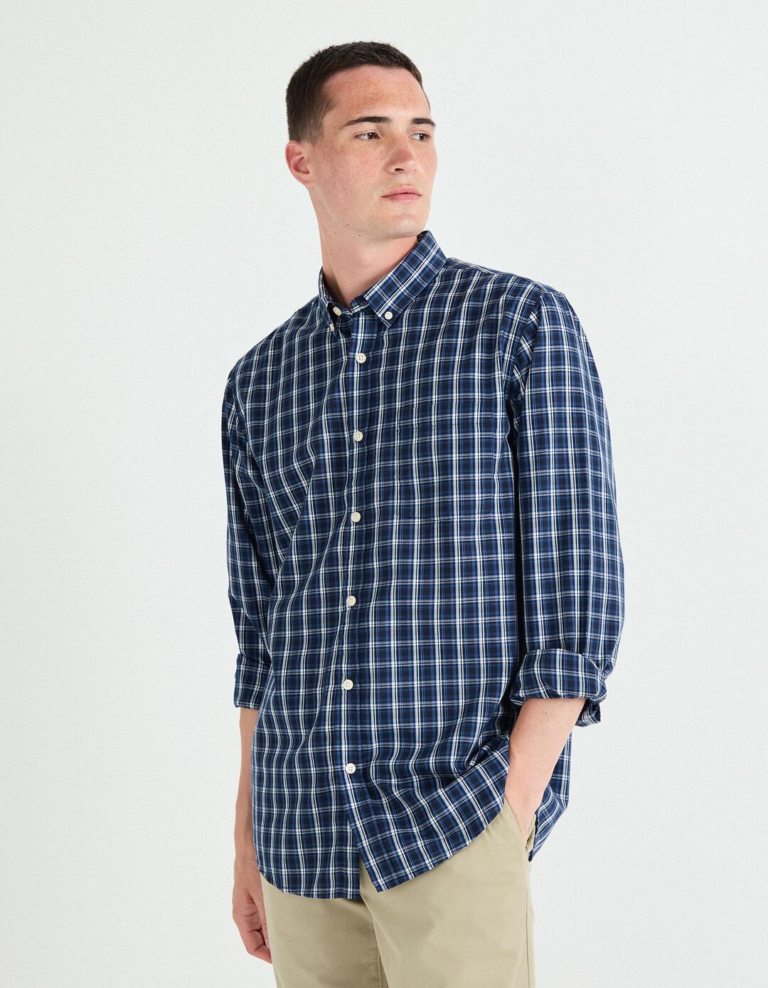 Camisa de Xadrez, Homem, Azul 