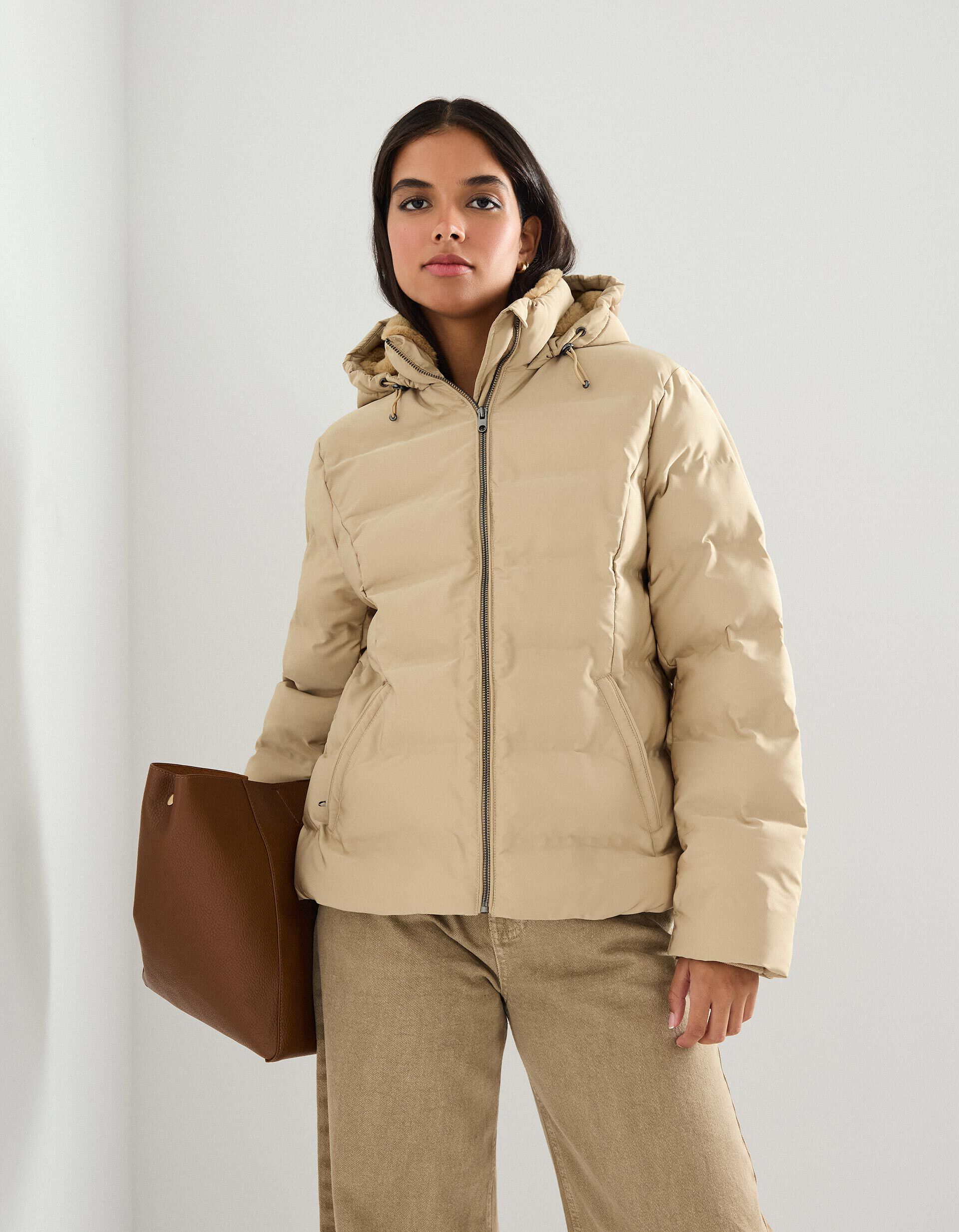 Comprar Online Casaco Acolchoado, Mulher, Bege Claro