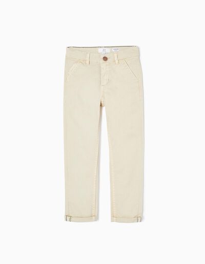 Cotton Chino Trousers for Boys 'Slim Fit', Beige