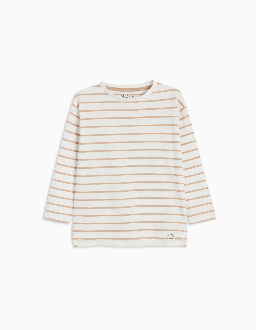 Long Sleeve Striped T-shirt, Boy, Light Beige
