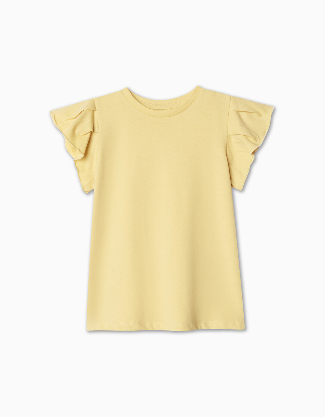 T-shirt Folhos, Menina, Amarelo Claro