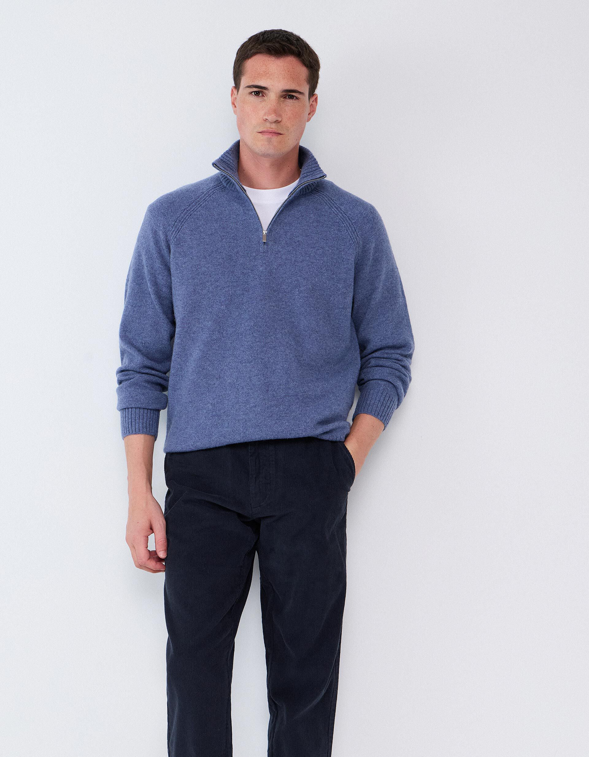 Comprar Online Camisola Com Mistura De L&atilde;, Homem, Azul