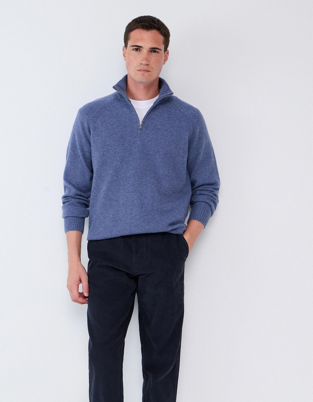Camisola Com Mistura De L&atilde;, Homem, Azul