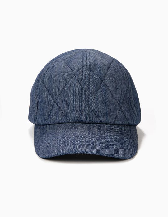 Bon&eacute; Acolchoado para Menino Denim, Azul Escuro
