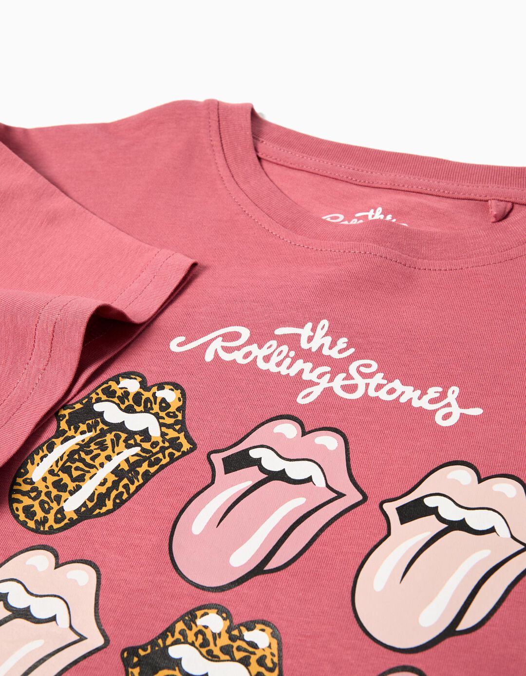 T-shirt 'The Rolling Stones', Menina, Rosa Escuro
