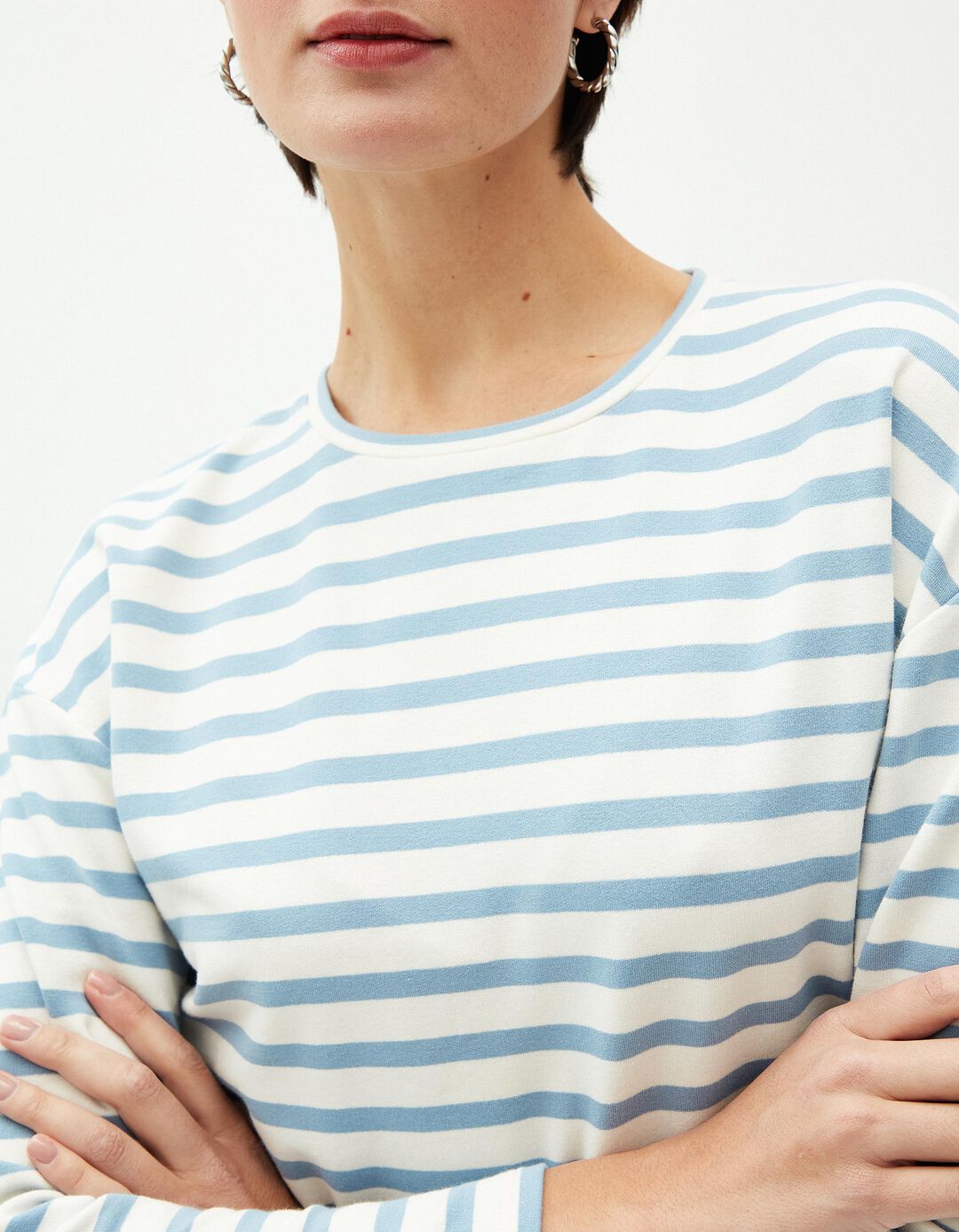 Camisola Riscas, Mulher, Azul Claro