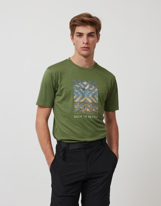 T-shirt de 'Trekking', Homem, Verde Escuro