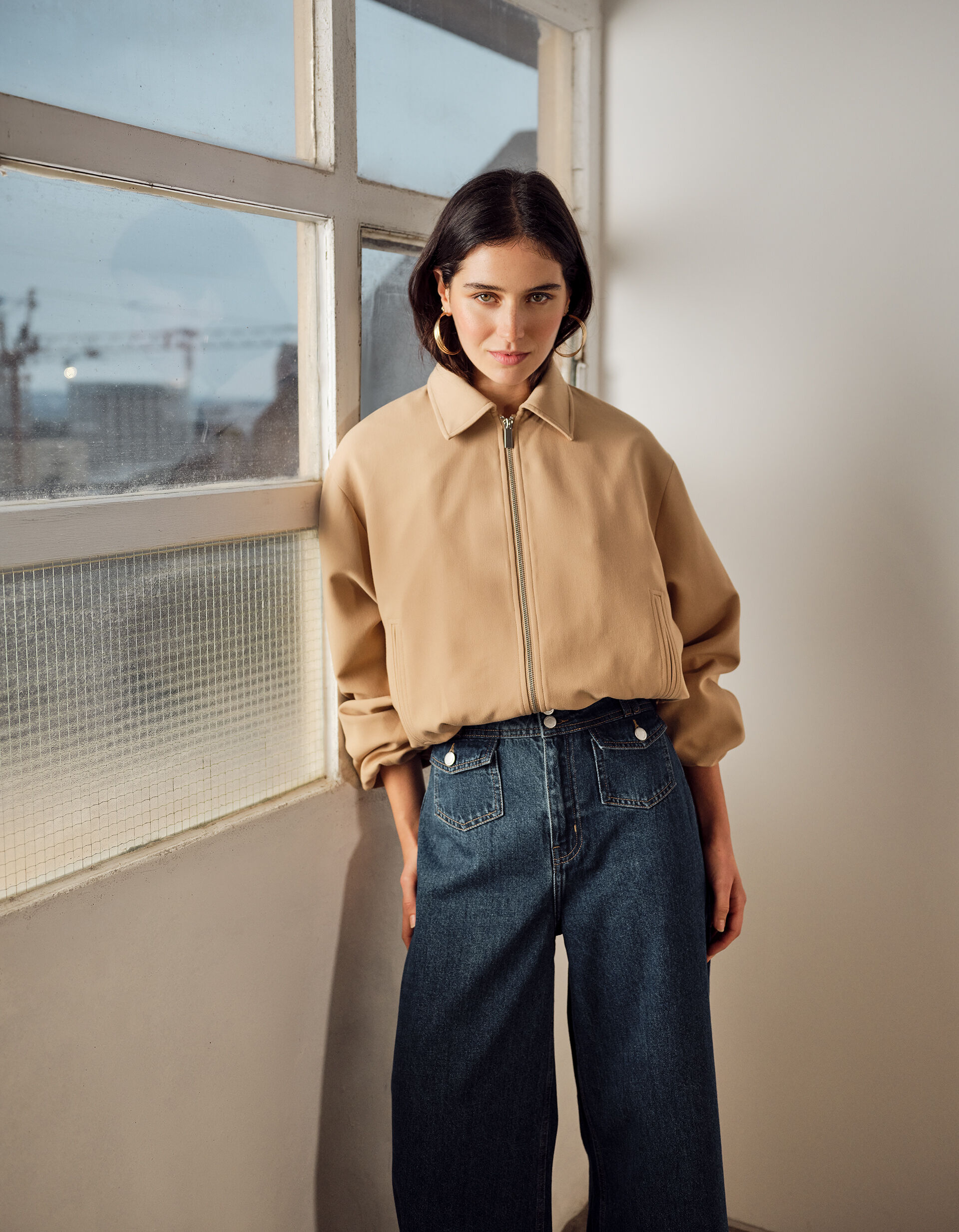 Casaco Bomber, Mulher, Bege Claro