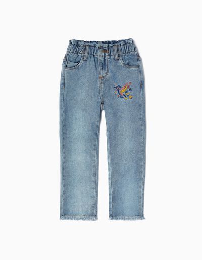 Jeans with Embroidery for Girls, Blue
