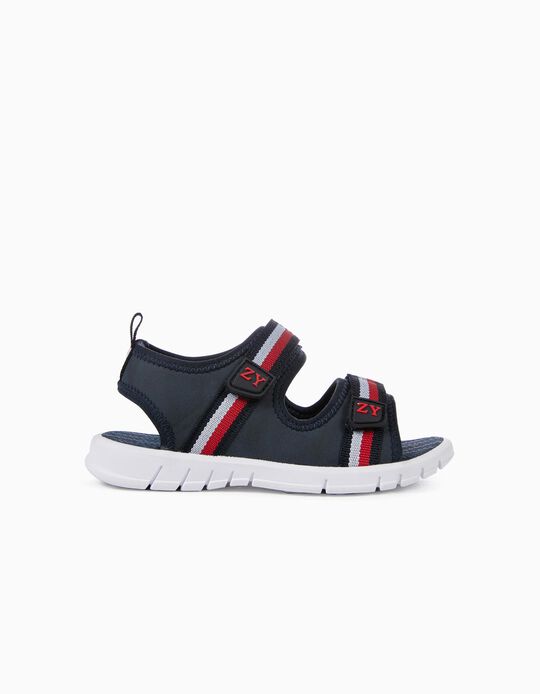 Sand&aacute;lias para Menino 'Riscas', Azul Escuro