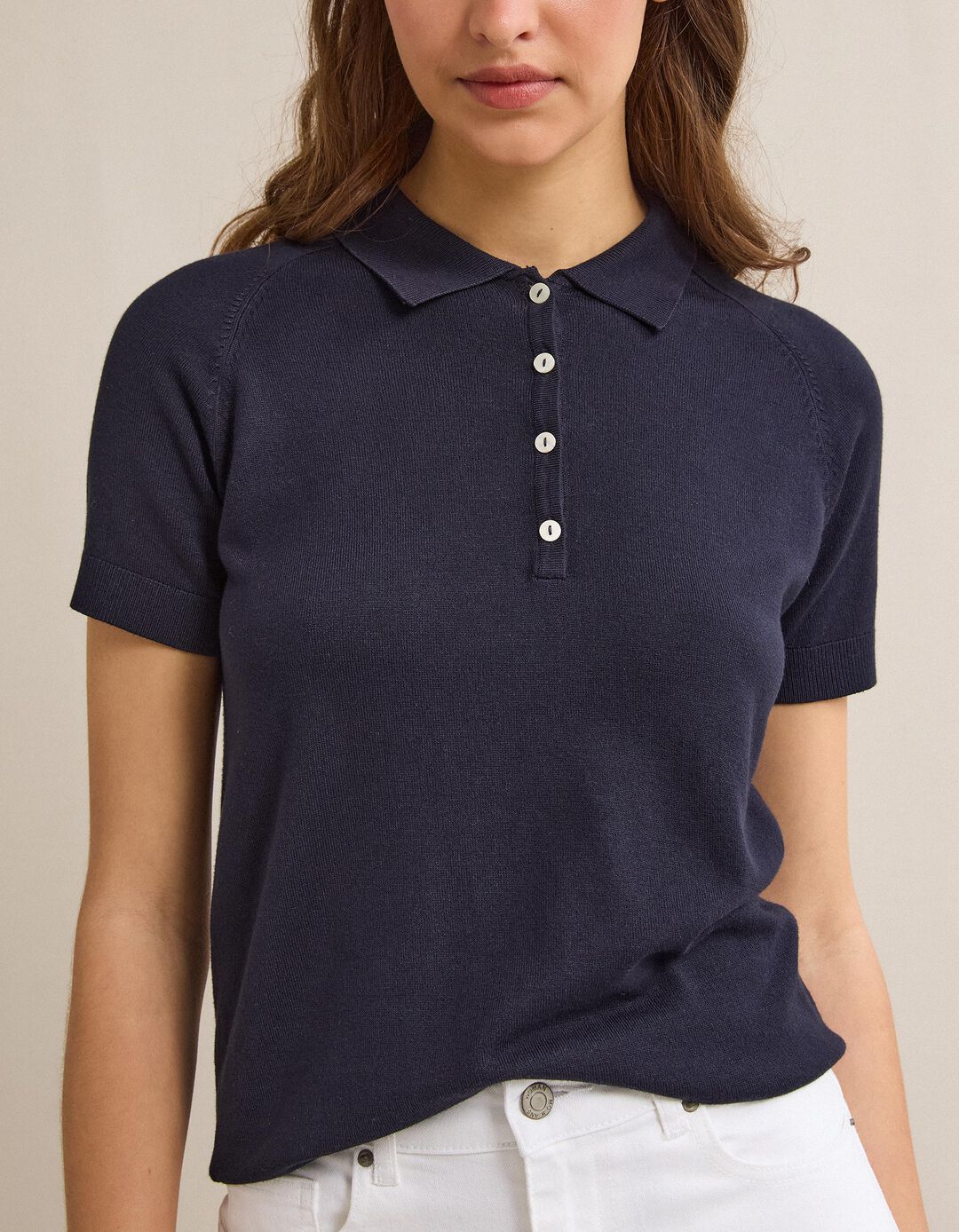 Polo de Malha, Mulher, Azul Escuro