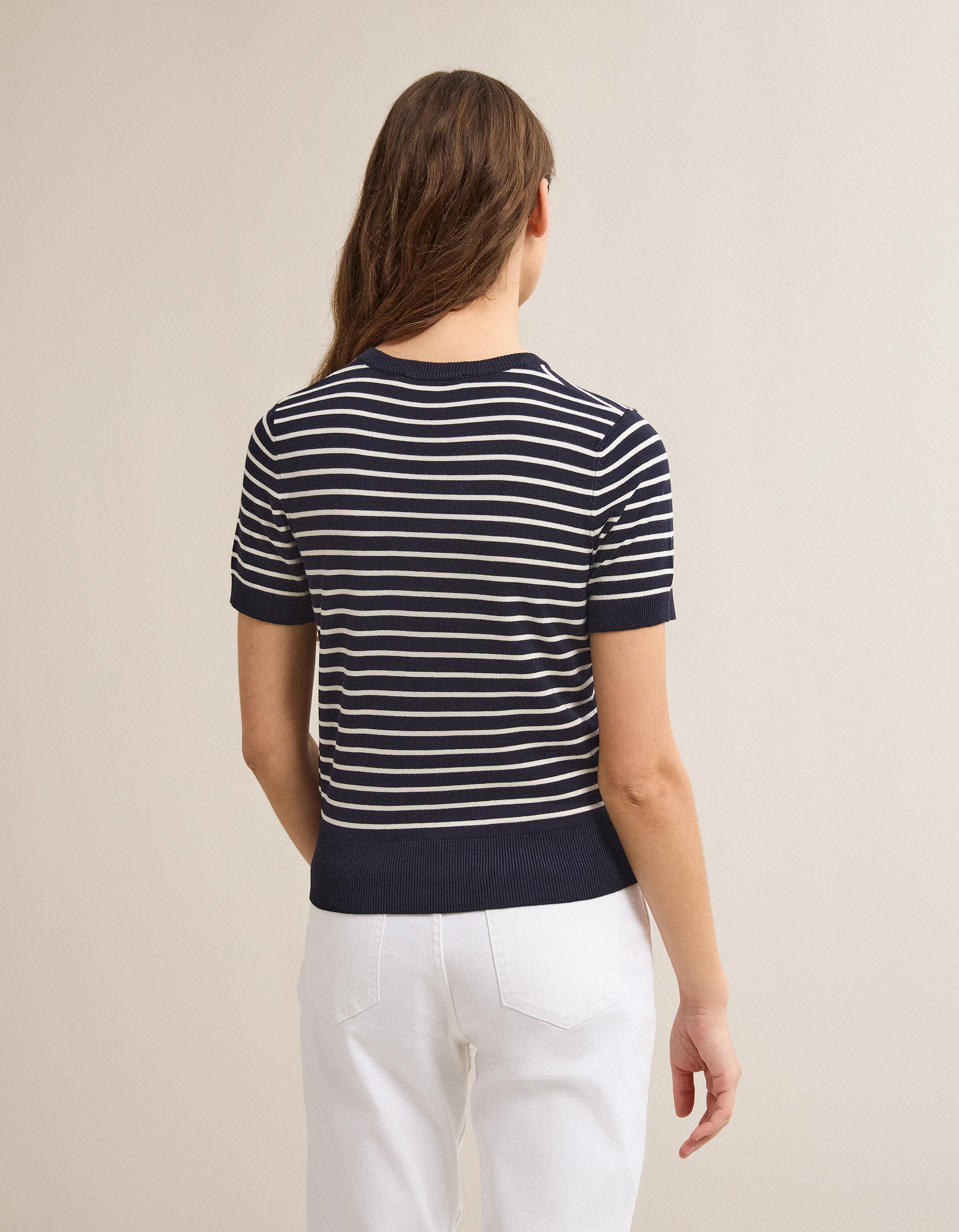 Comprar Online Camisola de Malha Riscas, Mulher, Azul Escuro