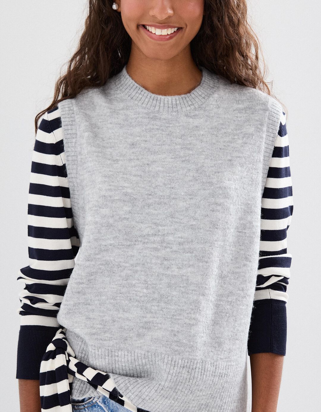 Colete de Malha, Mulher, Cinzento Claro