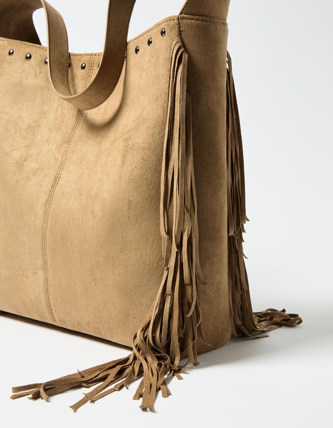 Mala Shopper com Franjas, Mulher, Castanho