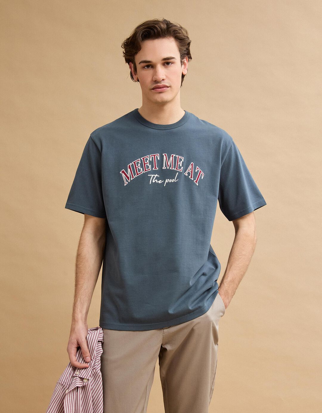 T-shirt Heavy Jersey Bordado, Homem, Azul Escuro
