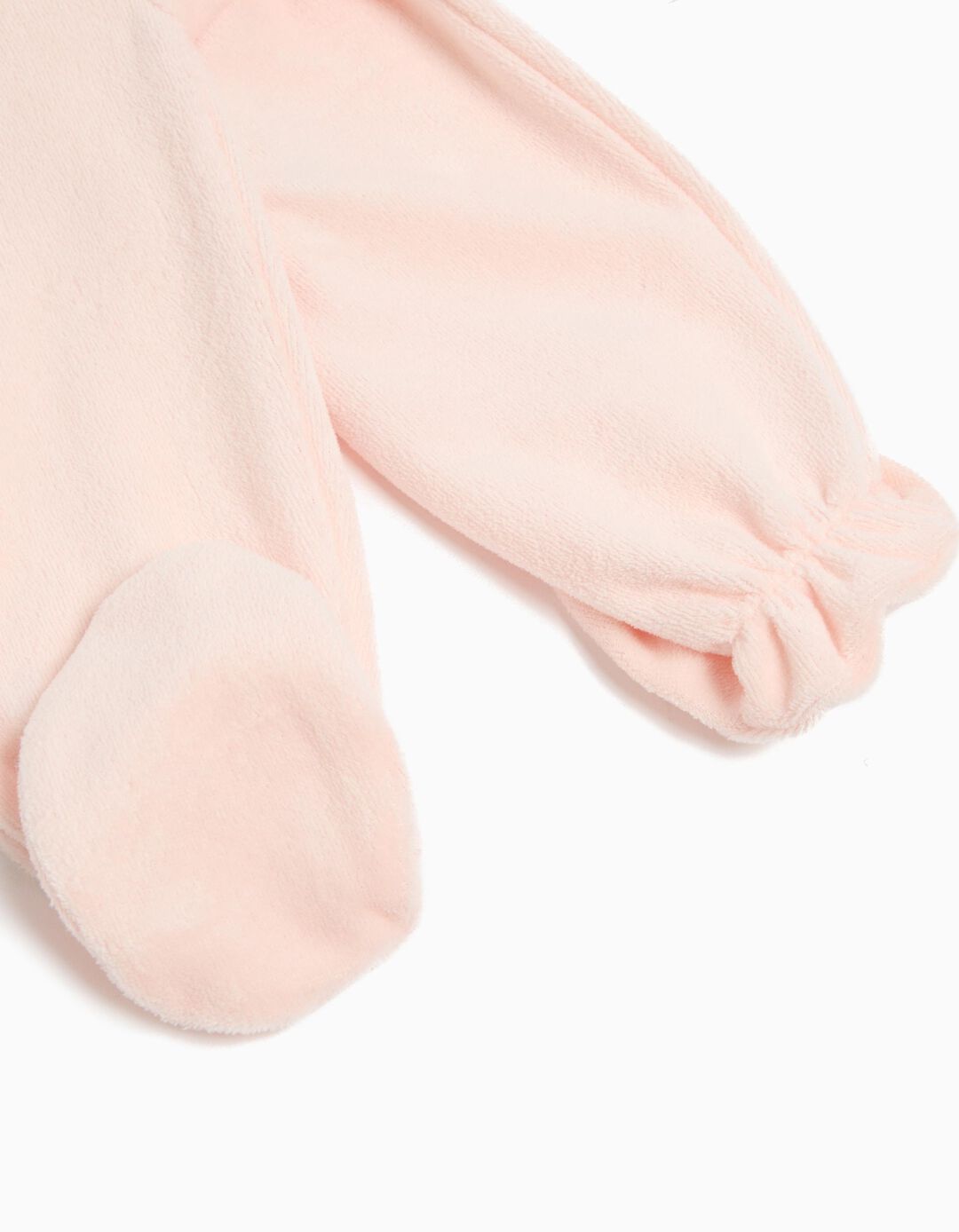 Babygrow Aveludado, Bebé Menina, Rosa Claro
