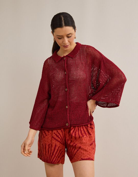 Comprar Online Camisa Tricotada, Mulher, Vermelho Escuro